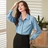 百姿 口袋长袖衬衫2023秋季新款韩版纯色翻领通勤百搭OL直筒衬衣 商品缩略图0