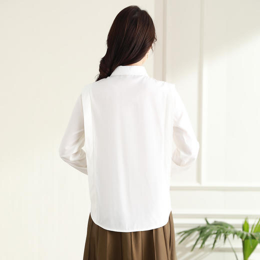 罗蒙夏季女式长袖衬衫简约气质舒适透气轻薄日常通勤优雅设计感衬衣女 商品图2
