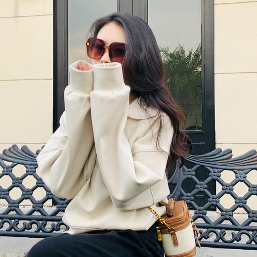 【百图lulu定制】【POLO领卫衣】简约刺绣 翻领POLO领  舒适卫衣 商品图7