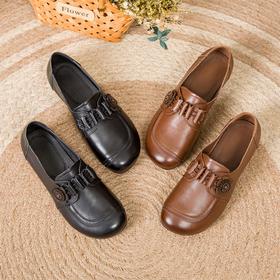 秋季新款，妈妈鞋牛筋平底深口女鞋复古民族风女士单鞋MLD-9515