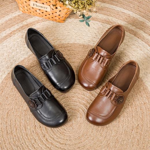 秋季新款，妈妈鞋牛筋平底深口女鞋复古民族风女士单鞋MLD-9515 商品图0
