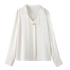 百姿 V领条纹小众雪纺衫2023秋季新款百搭轻奢长袖衬衫女231225 商品缩略图4