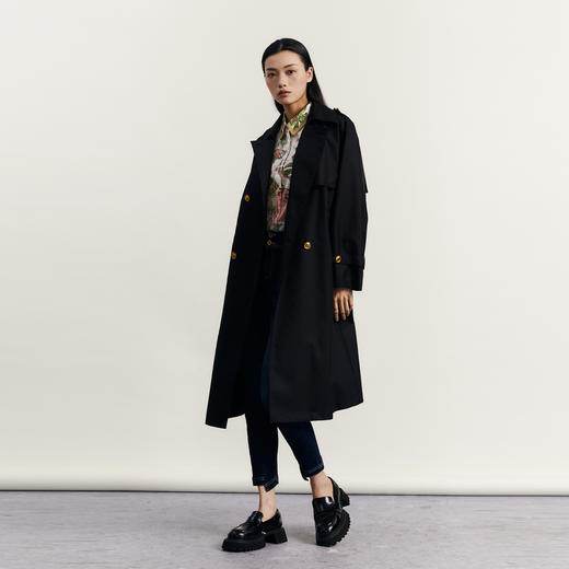 谜底可拆卸两件式风衣外套2023秋季新款气质双排扣翻领233ME1100 商品图1
