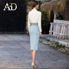 AD职场轻熟风两件套女秋季新款杏色设计感长袖衬衫工衣包臀西装裙 商品缩略图4