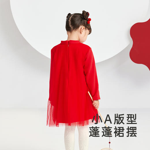 英氏新中式暖感加绒连衣裙女童秋装国风喜庆裙子 商品图2