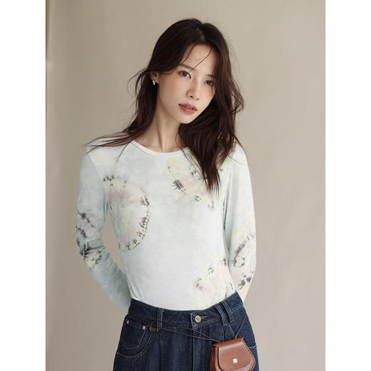 Even Vintage | 诗意写秋 原创柔和气质唯美印花修身叠穿打底衫女 商品图1