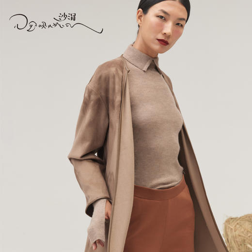 羊绒抽条翻领打底衫SJF95W449B 商品图3