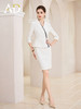 AD接拼职业装裙子女白色连衣裙假两件工作服收腰七分袖工装 商品缩略图3