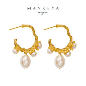 Manreya玛芮雅“仲夏葡萄藤”巴洛克珍珠耳环轻奢大气法式浪漫