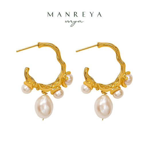 Manreya玛芮雅“仲夏葡萄藤”巴洛克珍珠耳环轻奢大气法式浪漫 商品图0