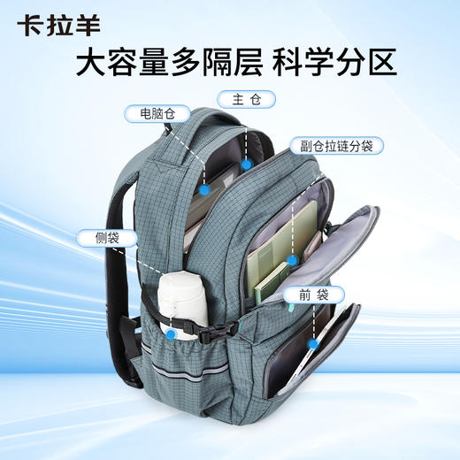 卡拉羊大学中学生减负书包电脑背包轻便双肩包格调CX5497+CX5496 商品图4
