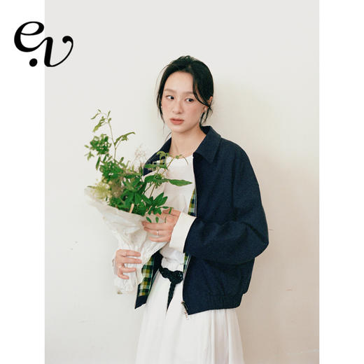 Even Vintage | 校园复古风 原创设计经典百搭撞色格纹夹克外套女 商品图0