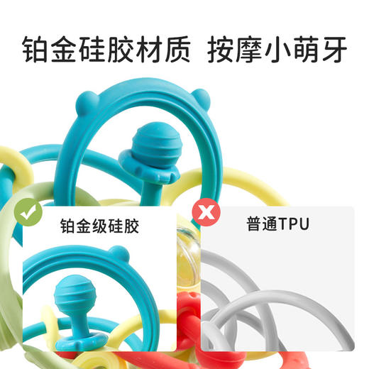 【升级款！多彩益智球】婴儿曼哈顿球玩具，可啃咬水煮硅胶磨牙棒，0-12个月的宝宝都适用，柔软的材质，无刺激性，手抓球设计 商品图3