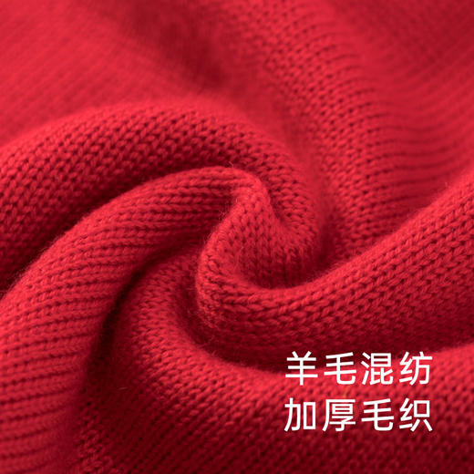 英氏女童国潮连衣裙秋季新中式喜庆羊毛保暖连衣裙 商品图3