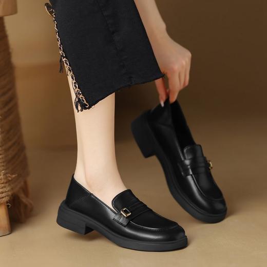 ZHR英伦风乐福鞋豆豆鞋厚底鞋一脚蹬女鞋法式单鞋玛丽珍小皮鞋jk 商品图3