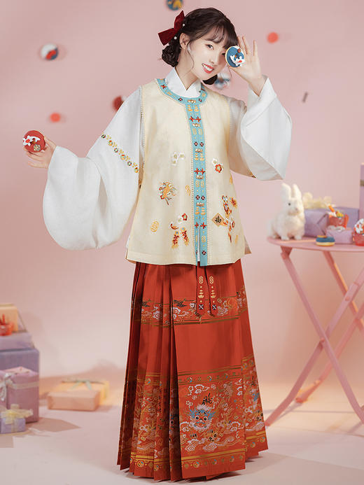 重回汉唐年兽明制汉服女过年冬装正品原创设计比甲保暖直领大襟袄 商品图0