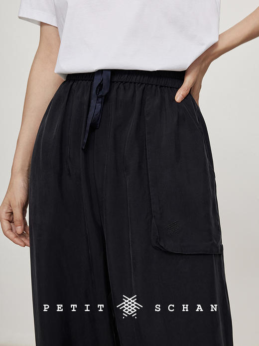 PETIT SCHAN小闪 CLO#345 black but not black  似黑非黑 进口重磅铜氨丝抽绳灯笼裤 商品图2