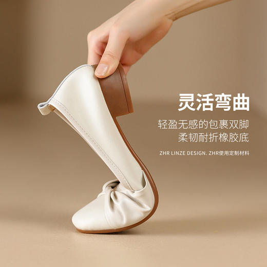 ZHR女鞋小香风浅口单鞋女ins百搭一脚蹬豆豆鞋时尚软底小皮鞋 商品图8
