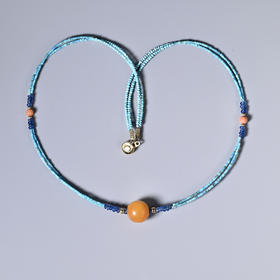 清代蜜蜡+季风珠双股锁骨链