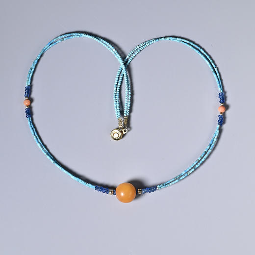 清代蜜蜡+季风珠双股锁骨链 商品图0