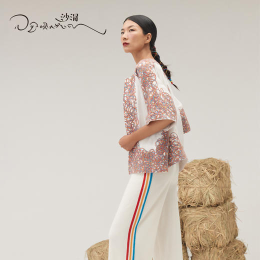 羊绒桑蚕丝手工涂鸦毛毡大衣SJF95W470W 商品图2