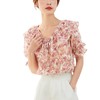 百姿 优雅碎花短袖衬衫2023夏新款名媛气质荷叶边衬衣女231161 商品缩略图4