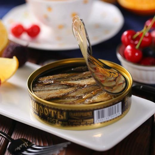 【中欧班列精选】WWJ俄罗斯波罗的海鲱鱼罐头圆盒烟熏油浸鲱鱼进口海鲜罐头 商品图1