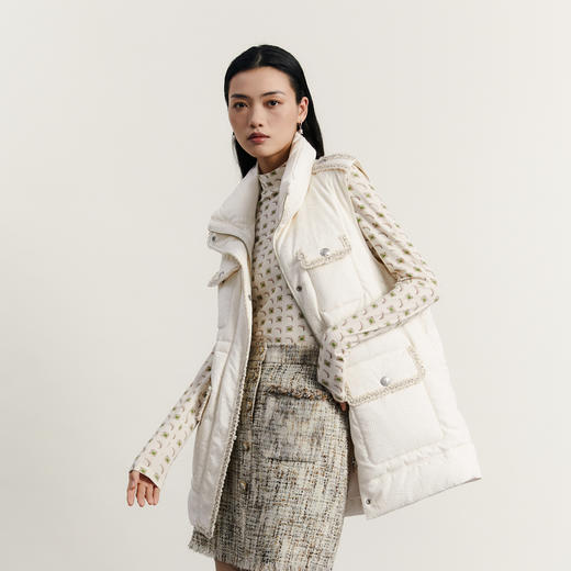 谜底羽绒马甲女2023秋季新款时尚气质立领中长款羽绒服233MY0991 商品图1