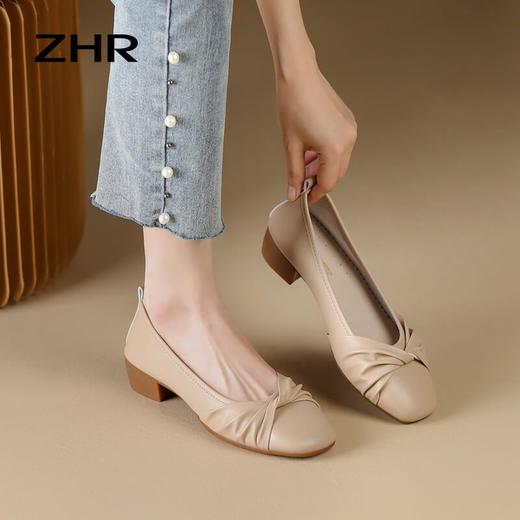 ZHR女鞋小香风浅口单鞋女ins百搭一脚蹬豆豆鞋时尚软底小皮鞋 商品图6