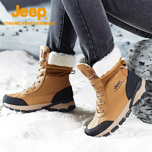 Jeep吉普2023款秋冬新品雪地靴男户外登山鞋女防滑耐磨高帮徒步鞋 P2310911605 男款 P2310811621女款 商品图3