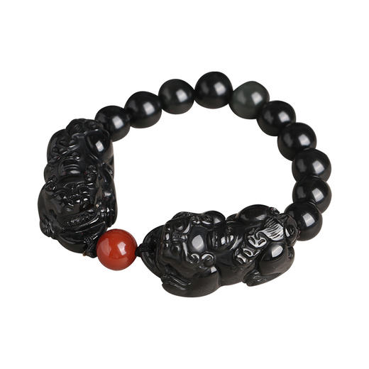 【灵机吉品】黑曜石貔貅手链 商品图4