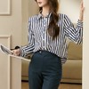 百姿 条纹自留款翻领衬衣2023早秋新款长袖气质OL衬衫女231240 商品缩略图1