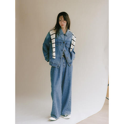 Even Vintage | 版型好 四季百搭休闲分割线阔腿牛仔裤女长裤 商品图1