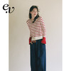 Even Vintage | 利落优雅 原创简约气质荷叶边条纹针织衫女早秋 商品缩略图0