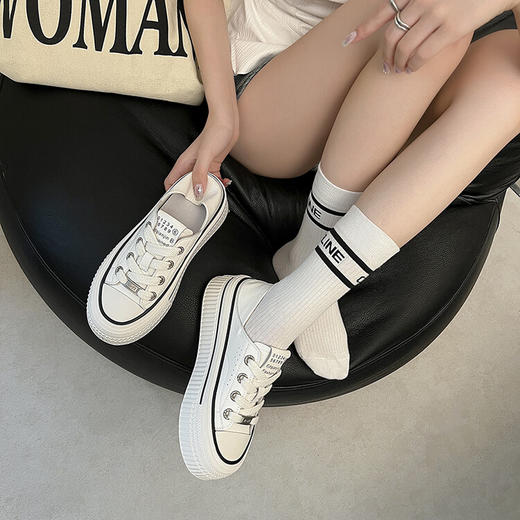 西村名物2023年秋季新款厚底拼色运动鞋圆头潮流百搭板鞋D23CM32651 商品图8