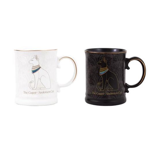大英博物馆盖亚·安德森猫系列 莲花纹 复古陶瓷马克杯礼盒 黑色款/白色款 450ml 商品图4