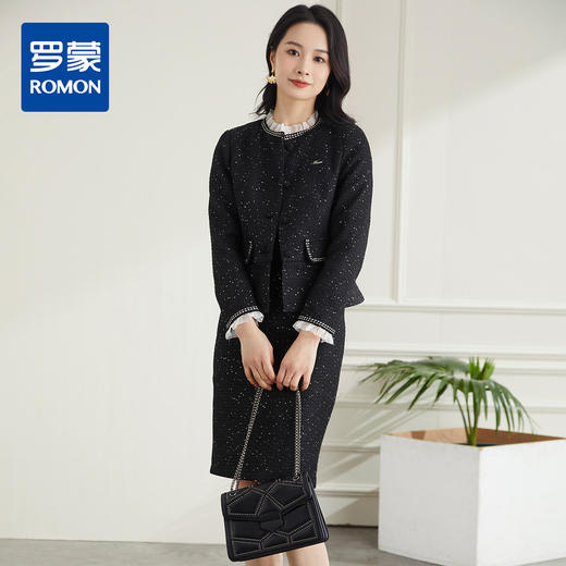 【上衣+裙子】罗蒙小香风名媛女式套装优雅气质休闲舒适两件套女 商品图0