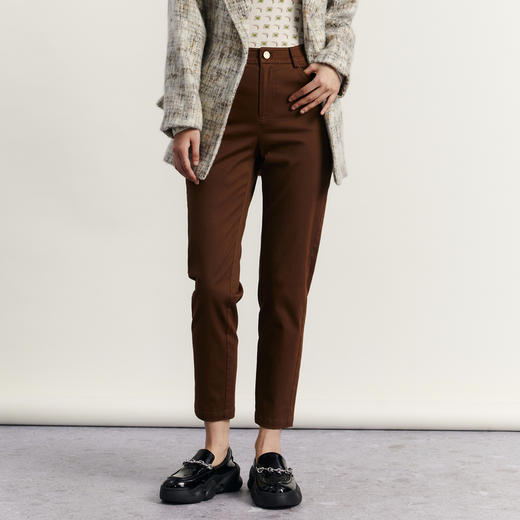 谜底休闲萝卜裤女2023秋季新款简约百搭合体棉弹九分裤233MK1027 商品图0