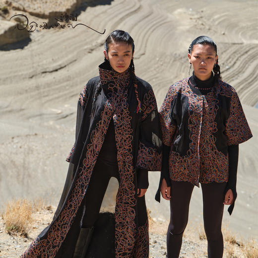 羊绒桑蚕丝手工涂鸦毛毡大衣SJF95W470W 商品图4