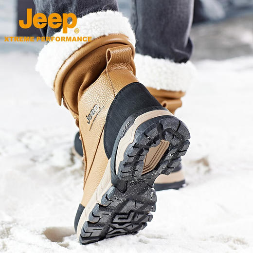 Jeep吉普2023款秋冬新品雪地靴男户外登山鞋女防滑耐磨高帮徒步鞋 P2310911605 男款 P2310811621女款 商品图9