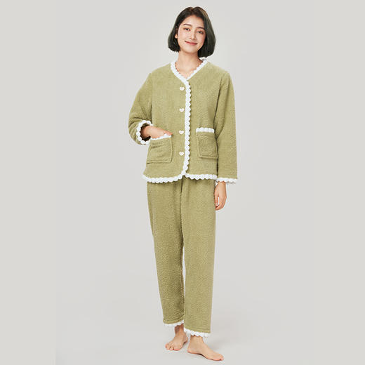都市丽人生活家居女士睡衣米粒绒厚款长袖长裤类家居服套装LH31H8 商品图1