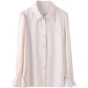 百姿 秋季新品时尚开衫翻领纯色长袖女士衬衫通勤风喇叭袖上衣女装 商品缩略图4