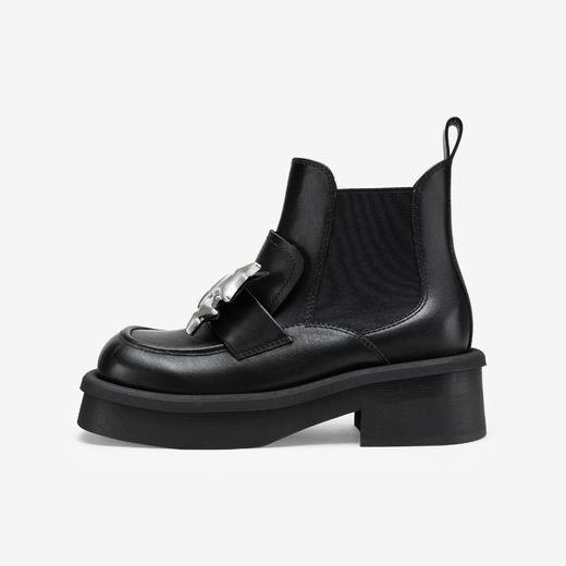 MIO米奥冬季圆头中跟靴子酷飒显高厚底金属蝴蝶烟筒靴女M235627306 商品图3