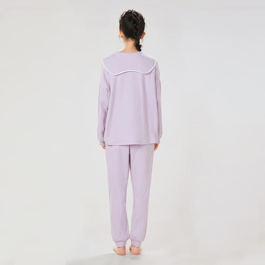 都市丽人40支CVC双面女士棉质薄款长袖长裤类家居服套装LH32L6 商品图3