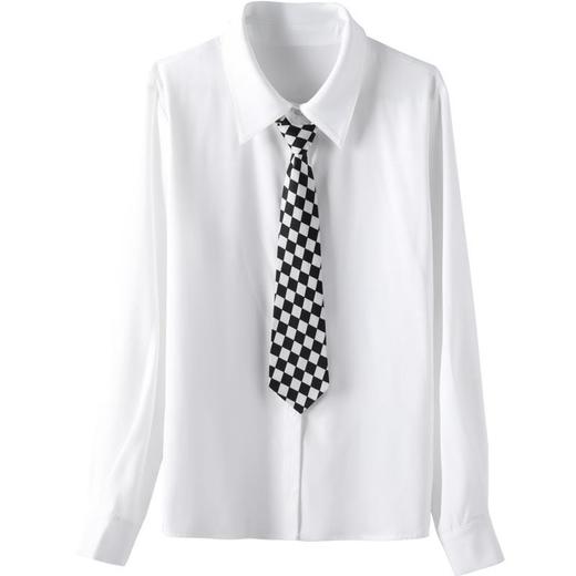 百姿 职业翻领长袖衬衫2023秋季新款都市通勤单排扣直筒纯色衬衣 商品图4