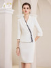 AD接拼职业装裙子女白色连衣裙假两件工作服收腰七分袖工装 商品缩略图0