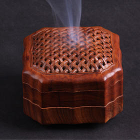 竹韵雅风编织纹-大°酸枝双层盘香盒