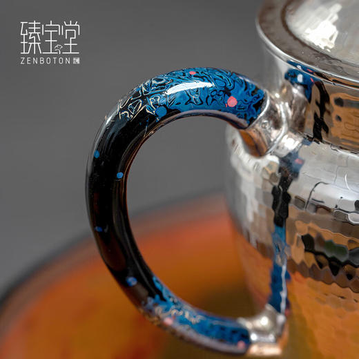臻宝堂-汲直壶纯银泡茶壶纯手工锤纹(规矩锤纹)200ml（样品） 商品图1