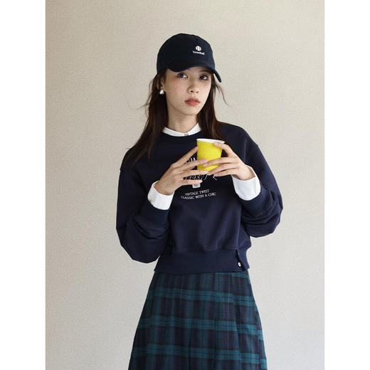 Even Vintage | 经典校园 原创印花设计感短款圆领套头卫衣女早秋 商品图2