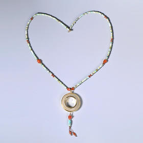 战国玛瑙环+西亚高古绿松石红玛瑙项链